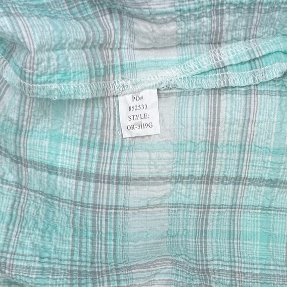 Orvis Women’s Long Sleeve Button Front Plaid Textured Shirt, Aqua, size L - Picture 8 of 10